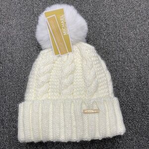 Michael Kors Cable Knit Beanie With Pom Women’s